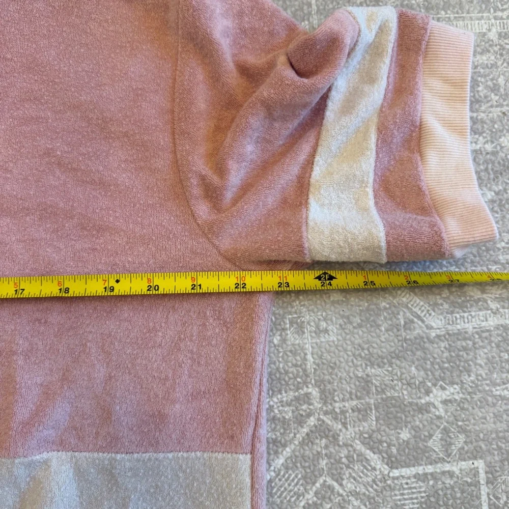 POL Pink Cream Striped Terry Cloth Quarter Zip Short‎ Sleeve Top S/M - Picture 5 of 6